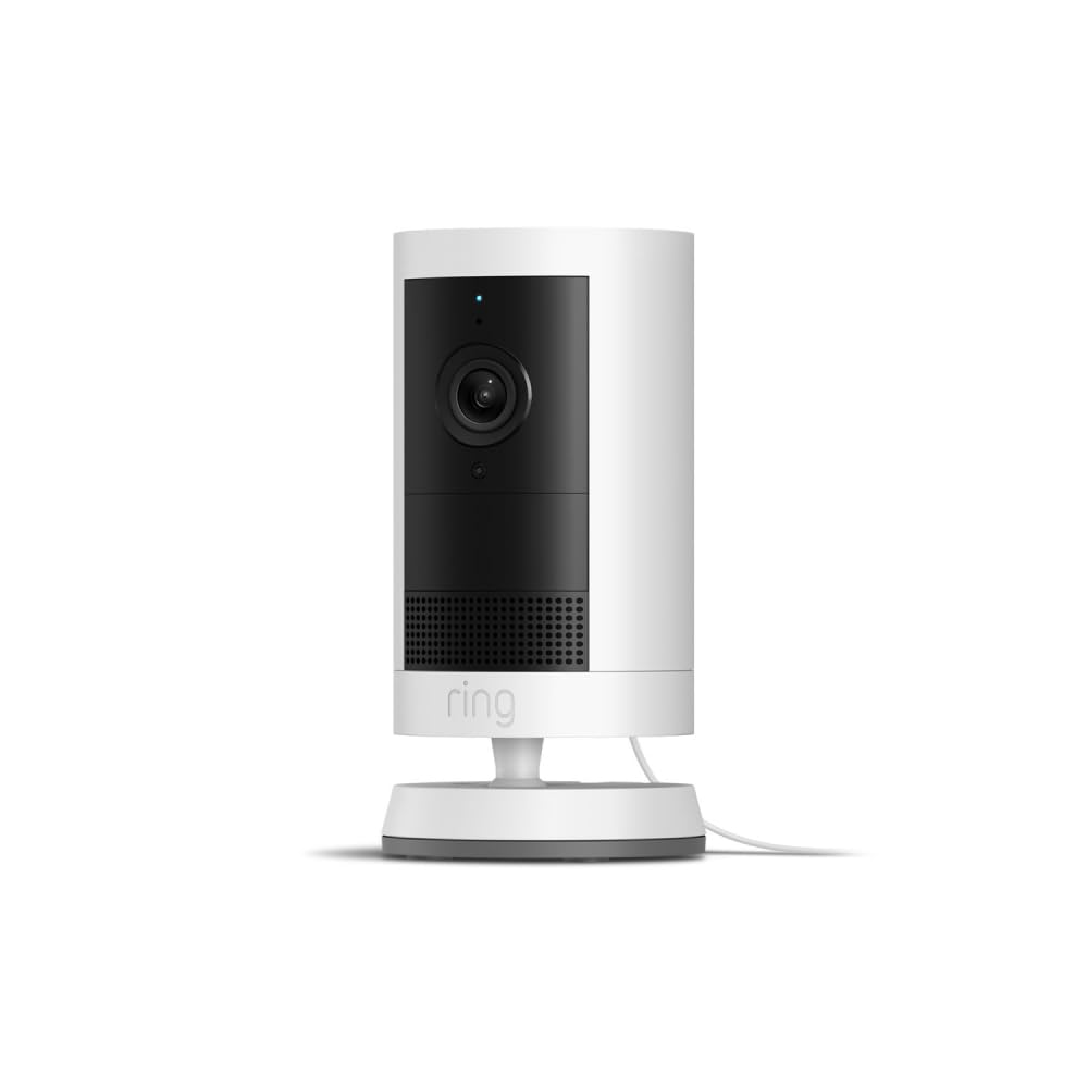 Introducing Ring Outdoor Cam Plus, Plug-In — Wide-Angle 2K Video with Ring Vision, Low-Light Sight for full-color night vision, Mount-anywhere versatility, White