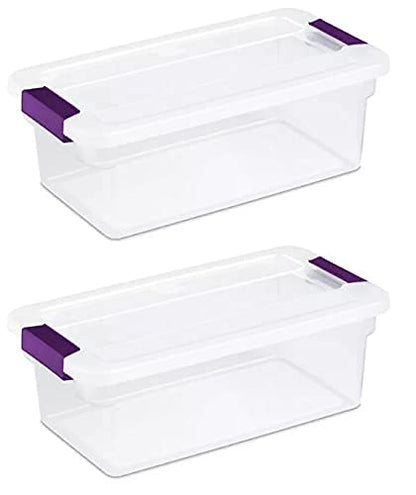Sterilite 6 Quart ClearView LatchTM with Sweet Plum Handles, Pack Of 2 Containers