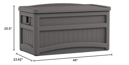 Suncast 73 Gallon Indoor/Outdoor Medium Deck Storage Box, 46"L x 23.62"W x 25.5"H, Stoney