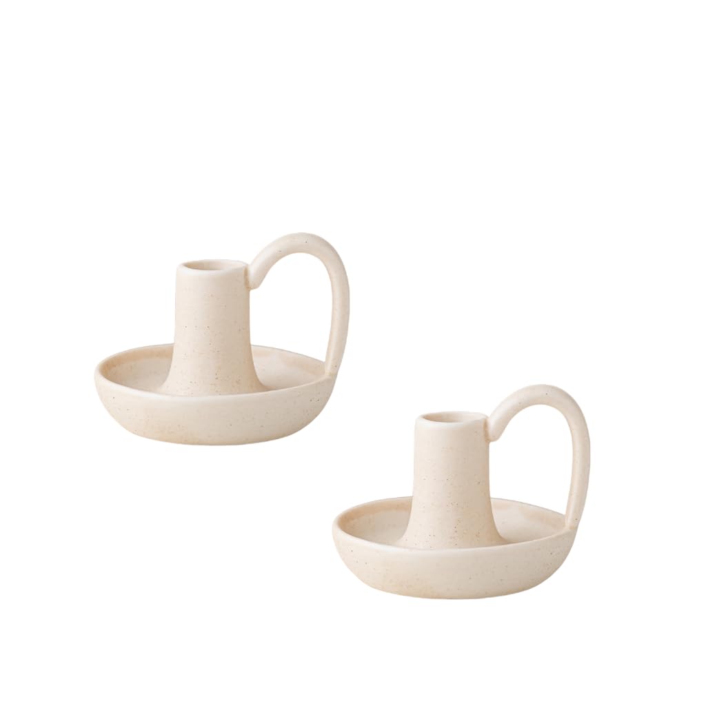 VIRFONOR Taper Ceramic Candle Holders, Set of 2 Matte White, Table Decor Centerpiece for Home Decor, Wedding, Christmas, Birthday, Shower, Housewarming