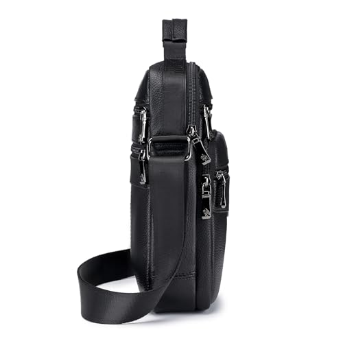SPAHER Shoulder Bag Men Leather Handbag Business Messenger Backpack Crossbody Casual Tote Sling Travel Bag Document Bag with Top-Handle and Adjustable Strap Large Size
