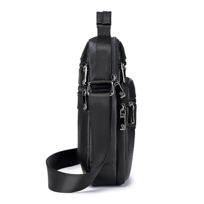 SPAHER Shoulder Bag Men Leather Handbag Business Messenger Backpack Crossbody Casual Tote Sling Travel Bag Document Bag with Top-Handle and Adjustable Strap Large Size