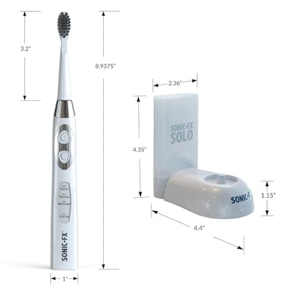 Sonic-FX Solo Electric Toothbrush - 3 Brushing Modes - with Intelligent Auto-Timer, Includes 2 Tooth Brush Heads, and 1 Interdental Head, Rechargeable, Electronic Charging/Storage Base (Black)