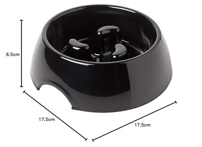 Rosewood Anti-Scoff Slow Feeder Dog Bowl – Large Heavy-Duty Melamine Food Bowl for Medium to Large Breeds – Aids Digestion & Reduces Gulping – Slip-Resistant, Durable & Easy to Clean – Black