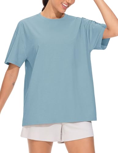 THE GYM PEOPLE 2 Pack Women's Oversized T Shirts Casual Loose Fit Short Sleeve Tops Summer Crewneck Basic Tees