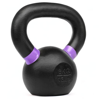Yes4All Powder Coated Kettlebell, Cast Iron Core Kettlebells with Non-Slip Handle & Flat Bottom for Conditioning, Heavy Duty for Strength Training, 9lb to 71lb - Single & Pair