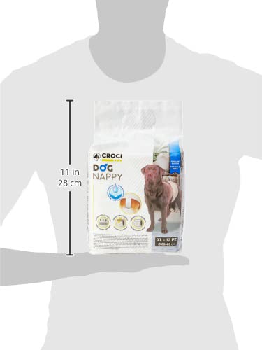 Croci Dog Nappy - Male Dog Diapers - Dog Underpants for Pee - Hygiene Wrap Diaper for Male Dogs, Anti-odour, Disposable, 12 Pieces, Size XL, 60-85 cm