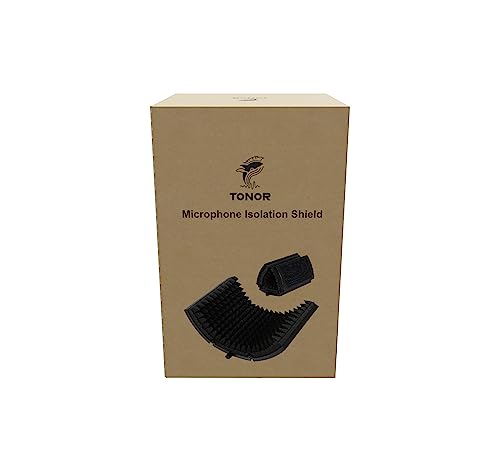 TONOR Microphone Isolation Shield, Studio Mic Sound Absorbing Foam Reflector for Any Condenser Microphone Recording Equipment Studio, Black