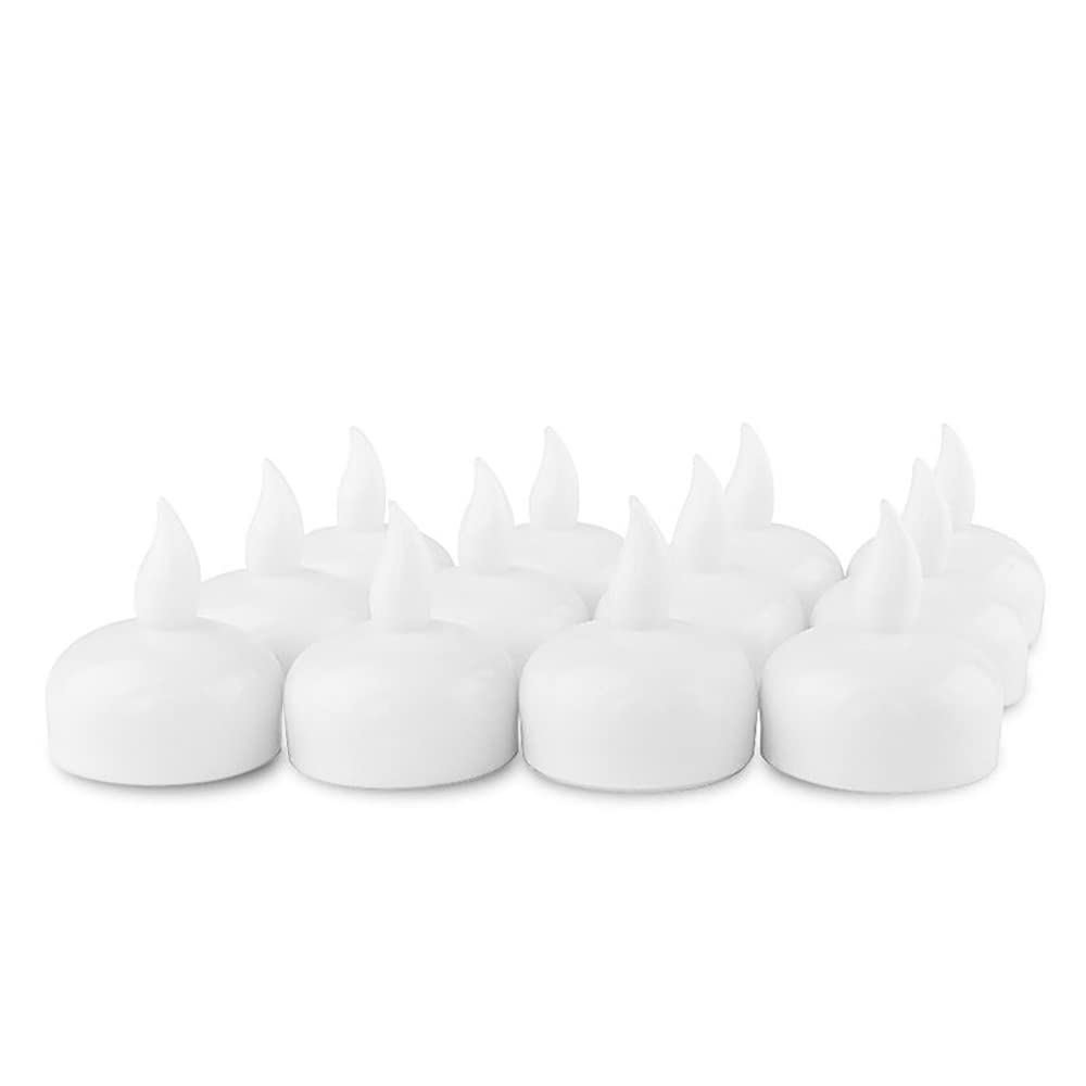 Novelty Place 12Pcs Waterproof Flameless Floating Tealights, LED Floating Candles Cool White Flickering Tea Lights - Battery Operated Candles Decoration for Wedding, Christmas, Party, Pool, Pond