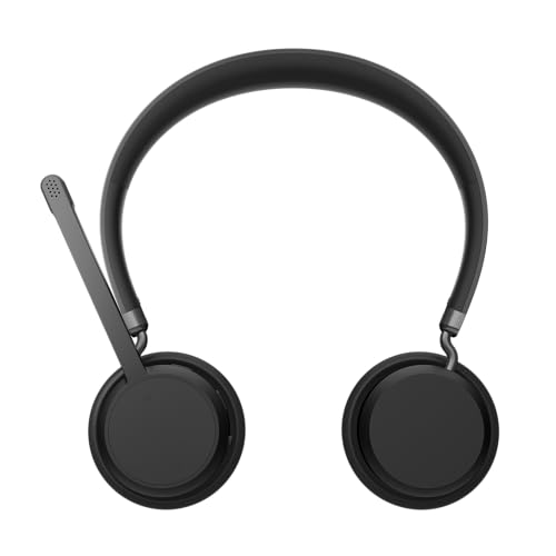 Lenovo Wireless Stereo Headset, Noise Cancelling Mic, Bluetooth 5.3 Multipoint, 31-Hour Talk & 60-Hour Playback, Lightweight 138g, Replaceable Earcups Over-Ear Comfort, Gaming, Office, & PC Use