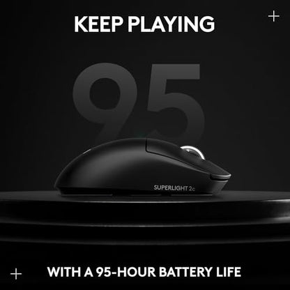 Logitech G PRO X SUPERLIGHT 2 Wireless Gaming Mouse, 60g Pro-Grade with 5 Programmable Buttons, 44k DPI Sensor, 8kHz Report Rate, USB-C Charging for PC/Mac - Black