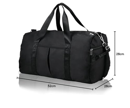 DAYGOS Gym Sports Duffle Bag for Men - Waterproof Travel Duffel Holdall Bag with Wet Pocket and Shoes Compartment, 40L Carry on Overnight Weekend for Women(Black)