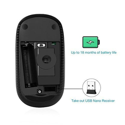 VssoPlor Wireless Mouse, 2.4G Slim Portable Computer Laptop Mouse with Nano Receiver Quiet Silent Optical Mice for Notebook, PC, Laptop, Computer-Black and Gold
