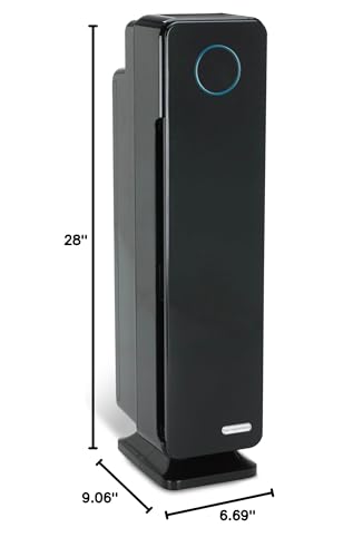 GermGuardian 5-In-1 HEPA Air Purifier for Home, Pet Air Purifier with HEPA Air Filter & UV-C Light, AC4300BPTCA, 743 Sq. Ft., 22'' Tower, Black