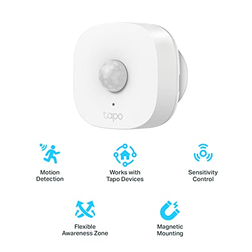 TP-Link Tapo Motion Sensor, Requires Tapo Hub, Long Battery Life w/Sub-1G Low-Power Wireless Protocol, Wide Range Detection, Adjustable Sensitivity, Real-Time Notification, Smart Action, Tapo T100