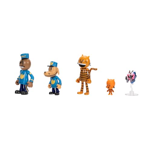 Dog Man Movie Action Figures Multipack Set by Jakks Pacific, Includes 6.3 cm Articulated Scale Figures - Inspired by the Dog Man Movie Toys, Lil Petey, Petey, Chief, and Flippy!