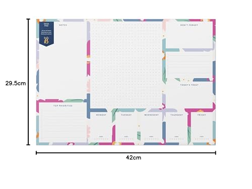 Busy B A3 Desk Pad in Floral with 36 Tear-off Sheets, Reminders, Notes and Handy Year Planner