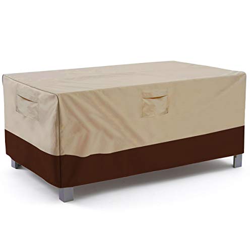 Vailge Rectangular/Oval Patio Table Cover, Heavy Duty and Waterproof Outdoor Lawn Patio Furniture Covers, X-Large Beige & Brown