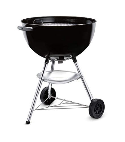 Weber Bar-B-Kettle Charcoal Barbecue/Porcelain-Enamelled Lid & Bowl, 57 cm Cooking Surface, Ash Collection Tray, Tripod Stand and Wheels, Black/Silver