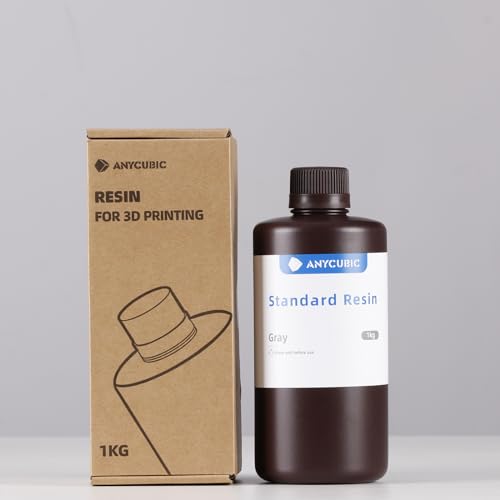 ANYCUBIC 3D Printer Resin 1KG, Standard 405nm UV Fast Curing Photopolymer Resin with High Precision and Low Shrinkage for 8K/14K LCD Resin 3D Printer, Grey