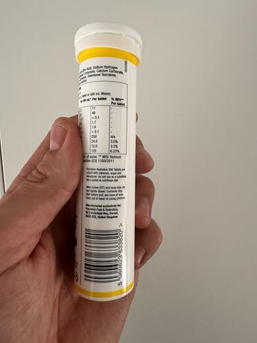 Precision Hydration Electrolyte Tablets - Multi Strength Effervescent Hydration Tablets - Combats Cramp - Low Calorie, Gluten Free, Vegan/Vegetarian Friendly(12 Tube, 500mg/L - Yellow Tube)