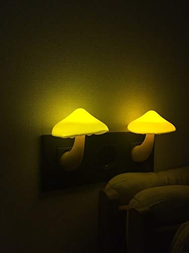 AUSAYE Sensor LED Night Light Plug in Wall Lamp, Energy Saving NightLight Cute Mushroom Night Lights for Adults Kids Bedroom,Bathroom,Toilet, Stairs, Kitchen,Hallway Corridor Warm White