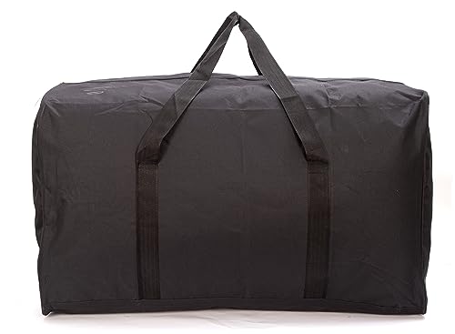Extra Large Foldable Duffel Bag for Travel – Heavy-Duty Cargo Bag with Zippers & Reinforced Handles, TSA Approved, Water-Resistant, Security strap, black, 88.90 cm, Heavy-duty Cargo Duffel