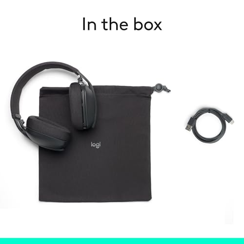 Logitech Zone Vibe 100 Lightweight Wireless Over Ear Headphones with Noise Canceling Microphone, Advanced Multipoint Bluetooth Headset, Works with Teams, Google Meet, Zoom, Mac/PC - Graphite