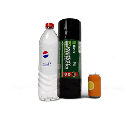 BinIt 90 Jumbo Pack Everyday 70L Eco-Friendly, Strong & Secure, Refuse Sacks, Bin Bags, Bin Liners, Recycled, Tear Resistant, 30 μm, Perfect for Everyday Household & Commercial Use