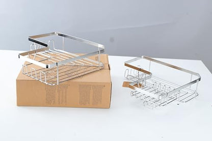 Kegii Corner Shower Caddy, Bathroom Shower Organiser, No Drilling Shower Shelf, Adhesive Shower Storage Rack, Stainless Steel Silver