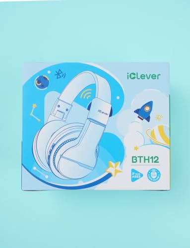 iClever Bluetooth Kids Headphones, BTH12 Colorful LED Lights Kids Wireless Headphones Over Ear with 74/85/94dB Volume Limited, 55H Playtime, Bluetooth 5.2, Built-in Mic for School/Tablet/PC