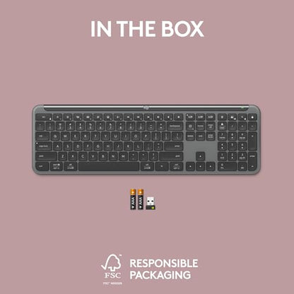 Logitech Signature Slim K950 Wireless Keyboard, Sleek Design, Switch Typing Between Devices, Quiet Typing, Bluetooth, Multi-OS, Windows, Mac, Chrome - Graphite