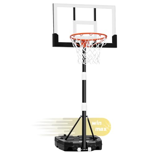 WIN.MAX Kids Basketball Hoop 29 in Backboard, 3.2 to 7.2FT Adjustable Height, Swimming Pool Basketball Hoop Outdoor for Kids/Adults Indoor Outdoor
