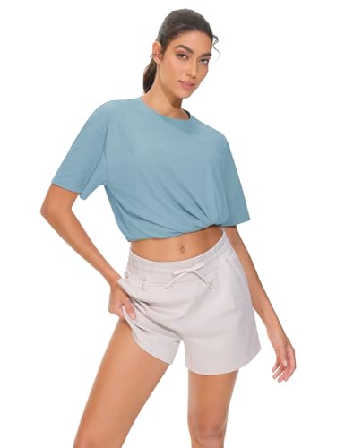 THE GYM PEOPLE 2 Pack Women's Oversized T Shirts Casual Loose Fit Short Sleeve Tops Summer Crewneck Basic Tees