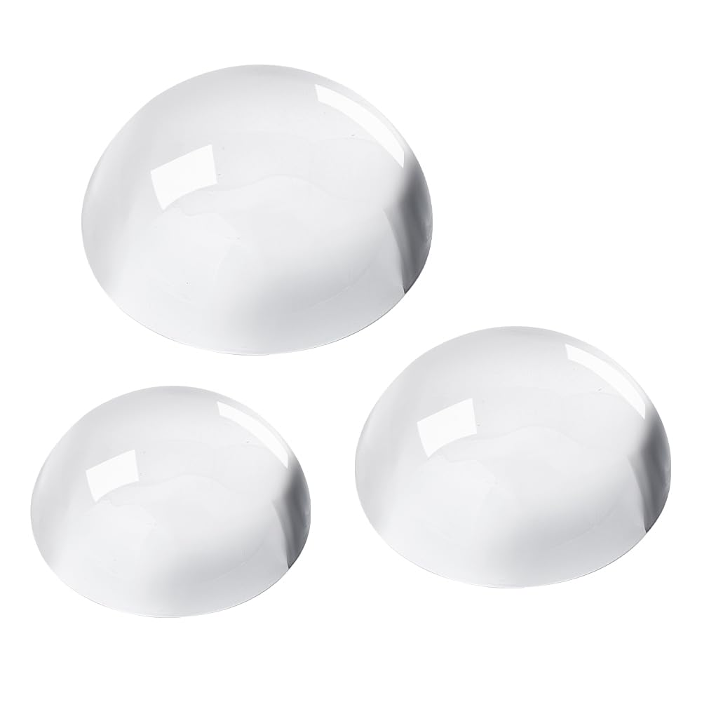 PH PandaHall 3pcs Crystal Dome Paperweight Glass Paperweight Magnifying Round Glass Block Office Desktop Accessories Funny Office Keepsake Gift Tabletop Dector for Reading Home 1.5/2.3/3.1 inch