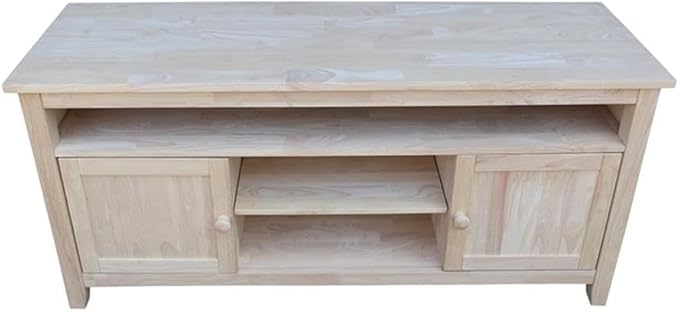 Entertainment TV Stand with 2 Doors Unfinished Solid Parawood 57"W x 18"D x 26"H