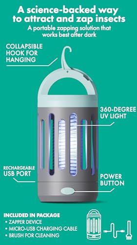 STEM Flying Insect Zapper, Indoor and Outdoor Electric Fly & Mosquito Trap, Includes Micro-USB Charging Cable and Brush for Cleaning