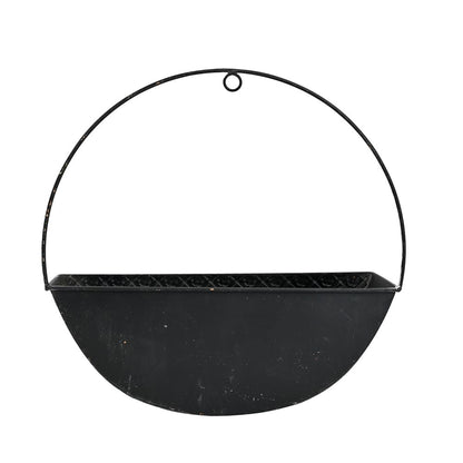 Chadechimo 2-Piece Black Metal Planter Wall Hanging Baskets Decor Half-Moon Wall Mount Planter Set for Shabby Chic Farmhouse Outdoor Indoor Wall Decor
