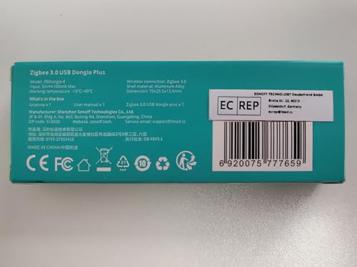 Sonoff Zigbee USB Dongle Plus-ZBDongle-E 3.0 External Antenna Interface SMA Gateway Universal, Pre-Installed with Zigbee Firmware Based on EZNet 6.10.3 Coordinated Home Assistant or Zigbee2MQTT
