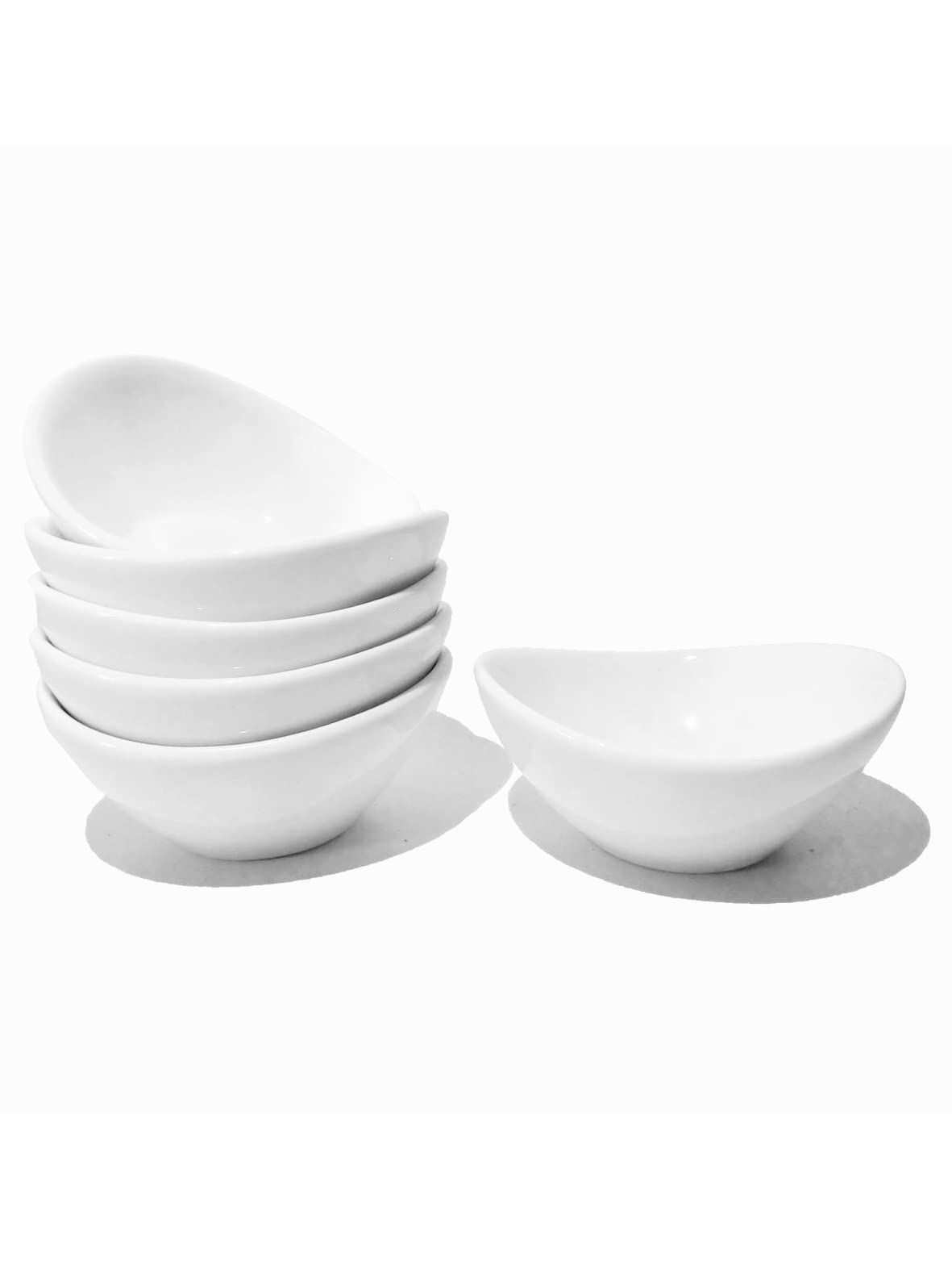 Holitika Soy Sauce Dish - Dipping Bowls Set, White Porcelain Dipping Bowls/Dishes for Soy Sauce, Ketchup, BBQ Sauce or Seasoning- 1 Oz,Set of 6,D1