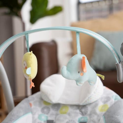 Ingenuity Swing 'n Go 5-Speed Baby Swing - Foldable, Portable, 2 Plush Toys & Sounds, 0-9 Months 6-20 lbs (Hugs & Hoots)