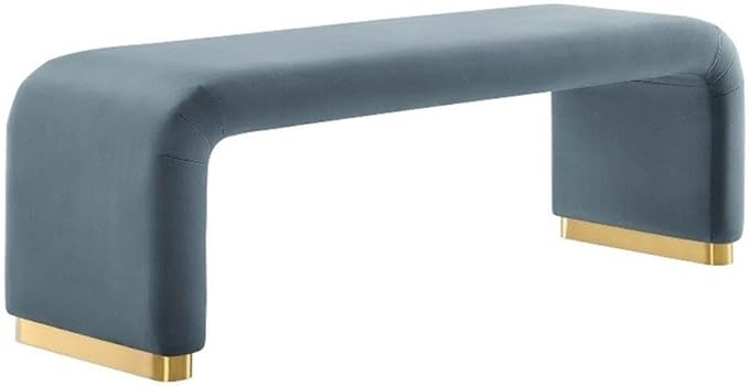 Modway EEI-6734-BRA-CAB Koda Performance Velvet Waterfall Long Bench, Brass