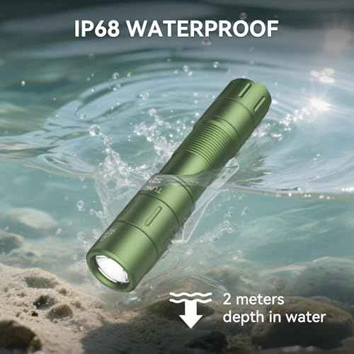 S21X Mini EDC Flashlight Rechargeable with Clip, 880 Lumens Super Bright AA Pocket Flashlight, Tactical Tail Switch & Magnet, 5 Mode Compact Light for Emergency, Outdoor, Camping(Green)