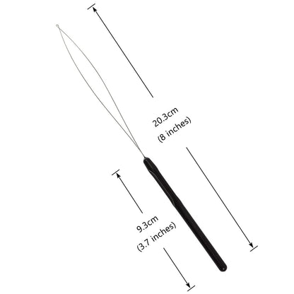 10 Pcs Hair Extension Loop Needle Threader Pulling Hook Tool and Bead Device Tool for Hair Extensions (Black)