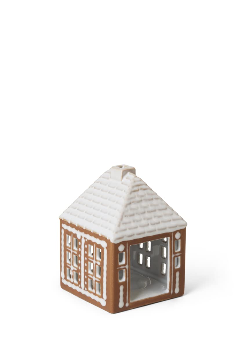 Kahler Gingerbread Lighthouse | Stoneware Tealight Holder | Brown | Small 4.7 Inch