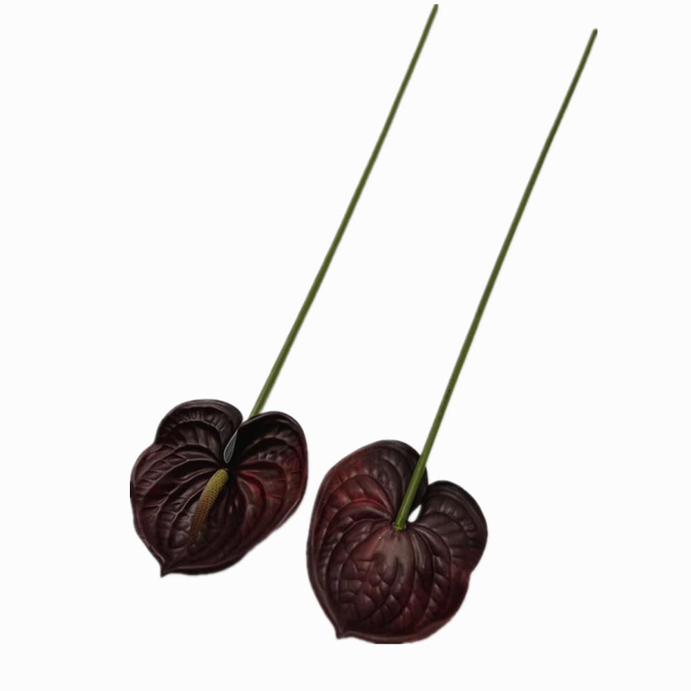 forestmistry 8pcs Burgundy Anthurium Artificial Flowers Lifelike Fake Flowers 5.5" Head for Table Centerpieces Bridal Wedding Festival Christmas Hotel Home Floral Decor (Burgundy)
