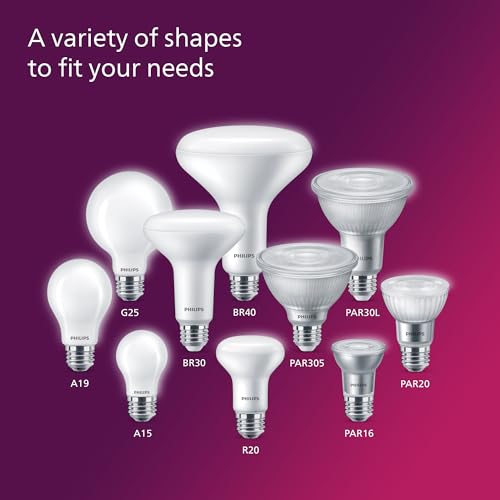 PHILIPS LED 75W A19 4-Pack Ultra Definition Daylight (5000K) 1100 Lumen (9W = 75W) Dimmable Frosted Flicker-Free Light Bulbs