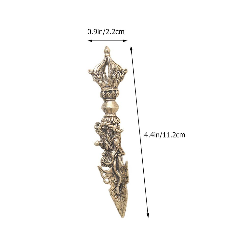 BESTonZON 2Pcs Brass Pestle Figurine Miniature Vajra Decor Statue Small Tibetan Buddhist Ornament for Home Office Desktop Decoration