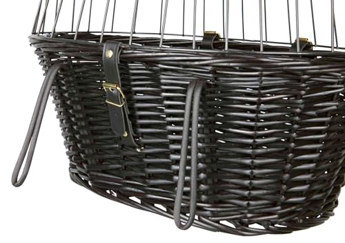 TRIXIE dog basket for the front of the bike up to 5 kg 50 × 41 × 35 cm - woven dog bike basket for the handlebars - in a chic wicker look with plastic grille, 2818