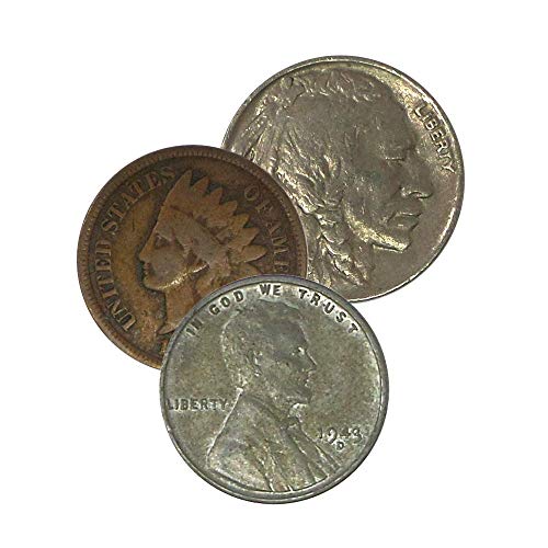 2026 - Stater 3 Coin Collection of Indian Penny, Buffalo Nickel and Steel Cent with the 2026 Red Book Guide to Coins 79th Edition Circulated Collection Seller Uncirculated